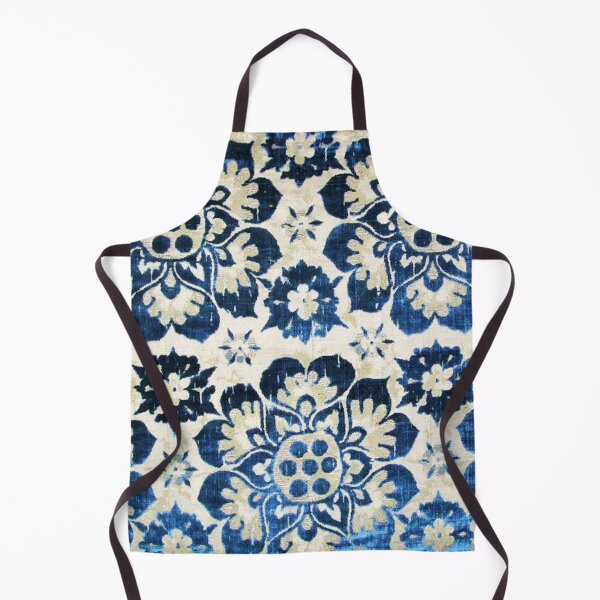 Item preview, ANTIQUE WHITE BLUE  FLORAL VELVET WITH MEDICI EMBLEM  designed and sold by BulganLumini.