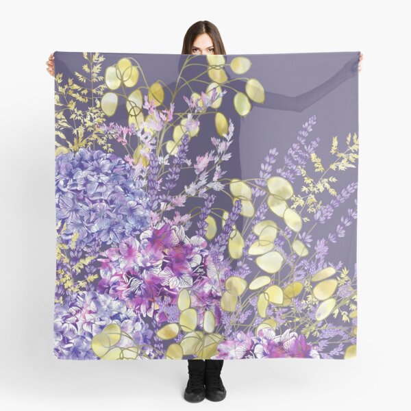 Hydrangea, Lavender, Honesty (Money Plant), Sea Lavender & Grasses Scarf
