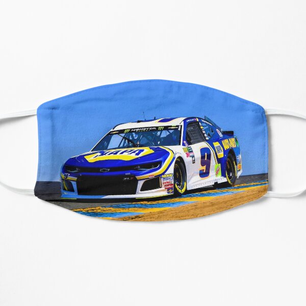Chase Elliott racing in his Chevy from the front Flat Mask