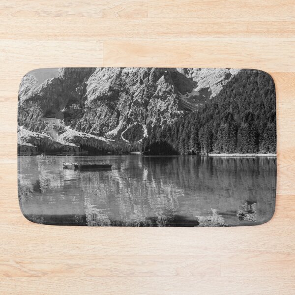 Item preview, Black and white image of Lake Braies and its reflections designed and sold by brambillasimone.