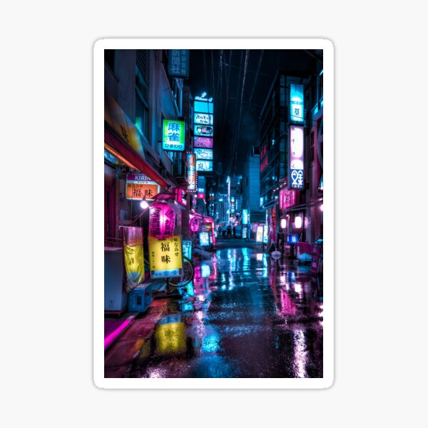 Neo Tokyo cyberpunk vibes Vertical Sticker