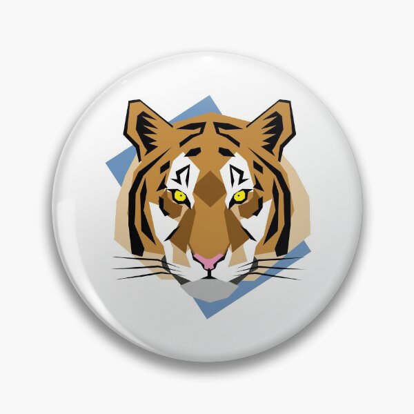 Item preview, Tiger Geometric Art with Background Blue Rectangle designed and sold by WildByNature.
