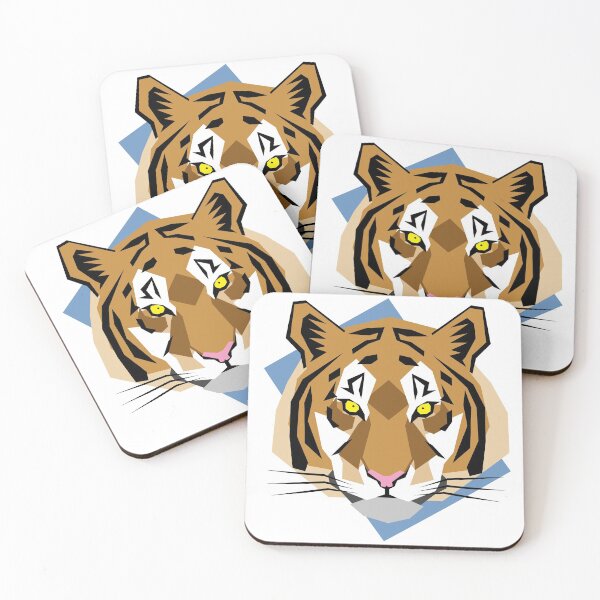 Item preview, Tiger Geometric Art with Background Blue Rectangle designed and sold by WildByNature.