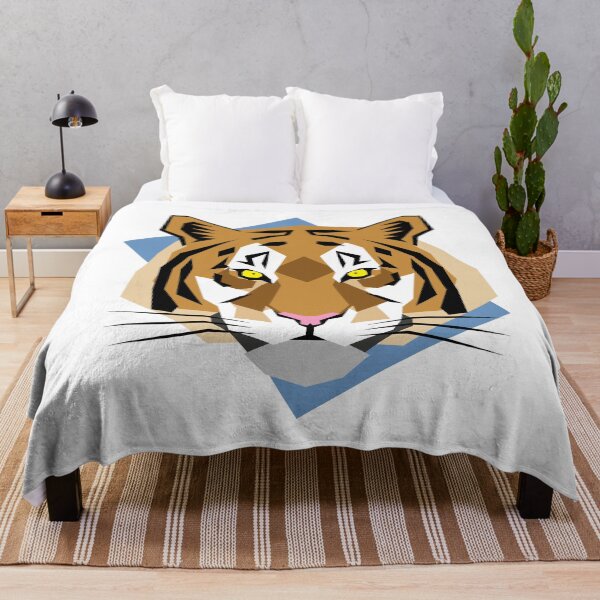 Item preview, Tiger Geometric Art with Background Blue Rectangle designed and sold by WildByNature.