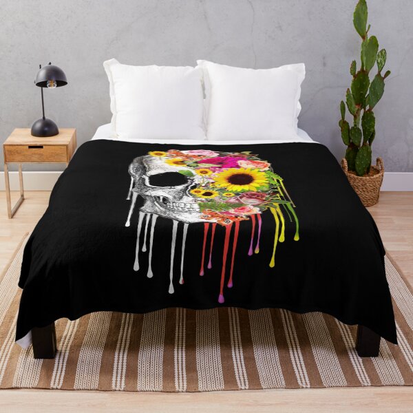 Item preview, Skull human anatomy floral, skeleton watercolor orange pink sunflowers,mask cool, funny,cute, designed and sold by Collagedream.