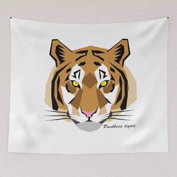 Item preview, Tiger Geometric Art with Scientific Name Text designed and sold by WildByNature.