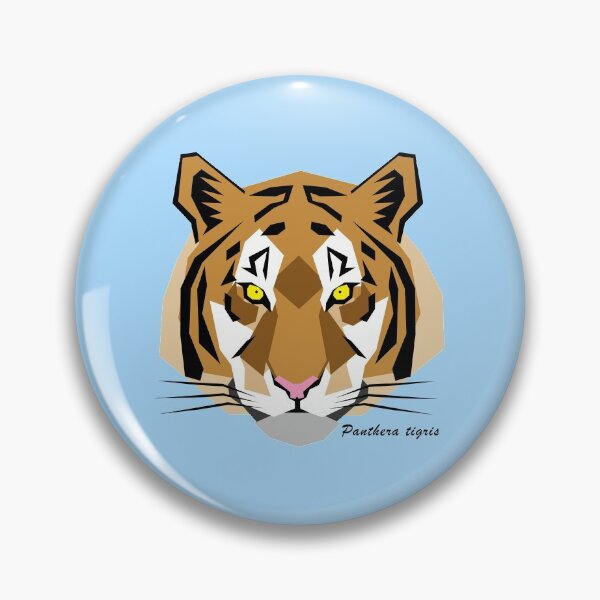 Item preview, Tiger Geometric Art with Scientific Name Text and Blue Background  designed and sold by WildByNature.