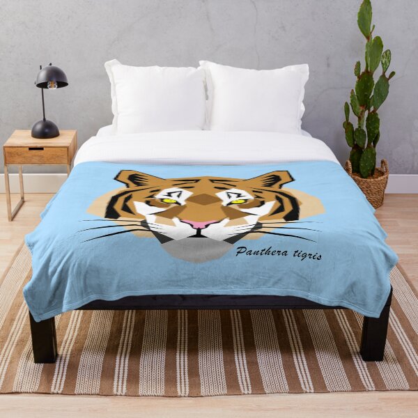 Item preview, Tiger Geometric Art with Scientific Name Text and Blue Background  designed and sold by WildByNature.