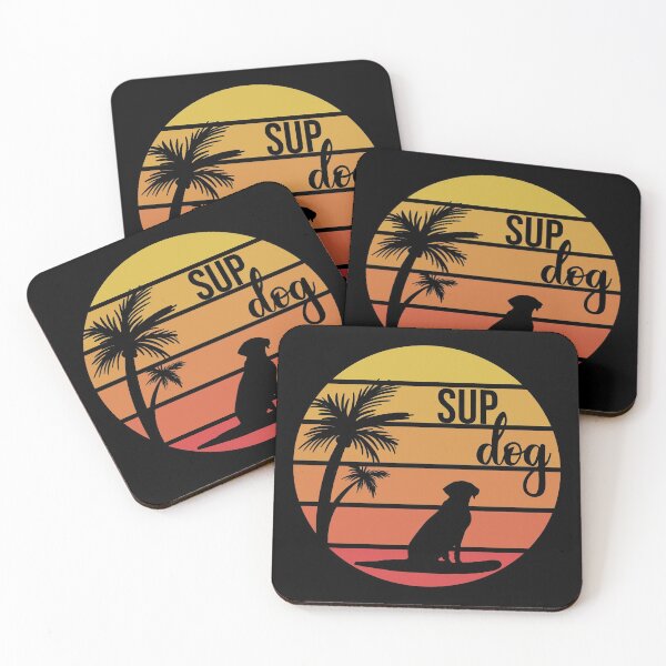 Aperçu de l'œuvre Sup Dog Retro Sunset Stand up paddle Lover SUP Paddleboard Gift créée et vendue par GikaDesigns.