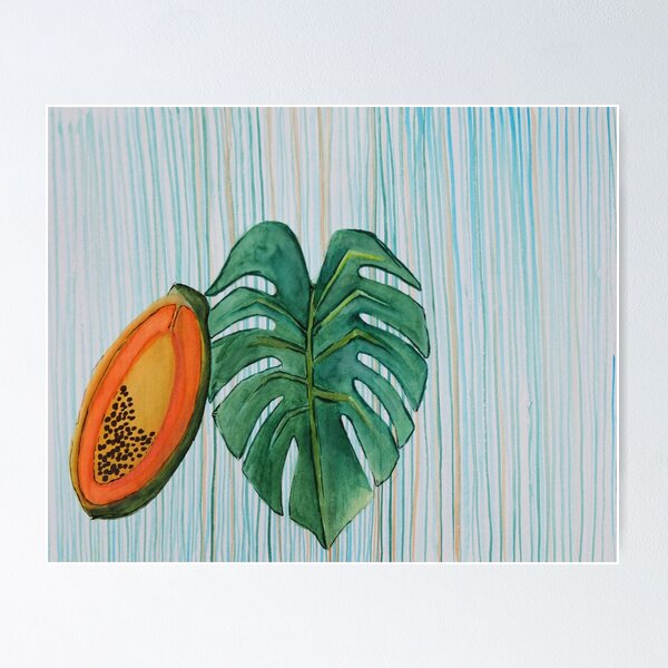 Item preview, Papaya and Monstera Leaf Stripes designed and sold by CourtneyHallArt.