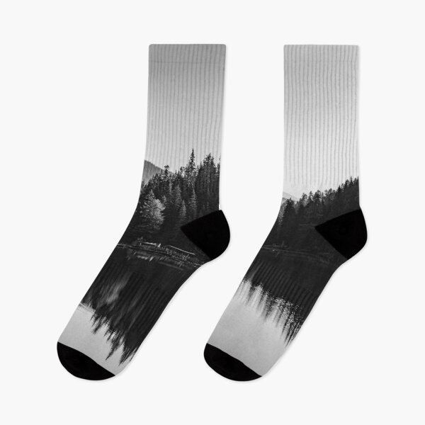 Item preview, Black and white image of Lake Braies and its reflections designed and sold by brambillasimone.
