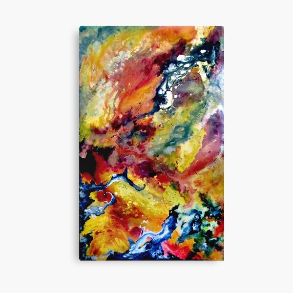 Abstract Galaxy Painting in Red, Yellow, Black, and White Canvas Print