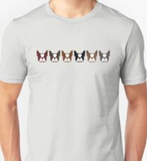 Boston Terriers! Black and white, brindle, gray, brown, and seal Bosties Unisex T-Shirt