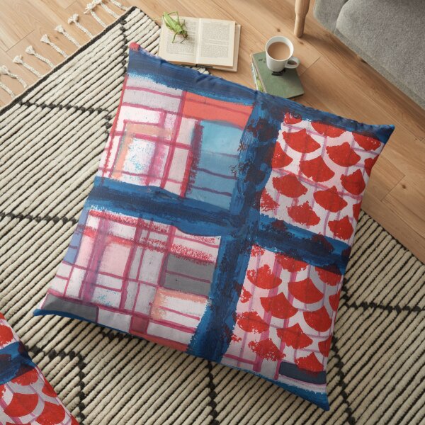 Ukrainian Village (Blue), Chicago Floor Pillow