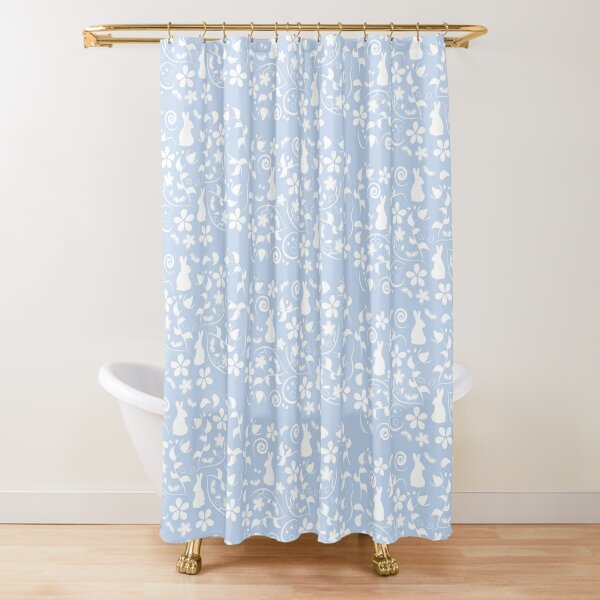 Blue Blanket Bunnies Shower Curtain