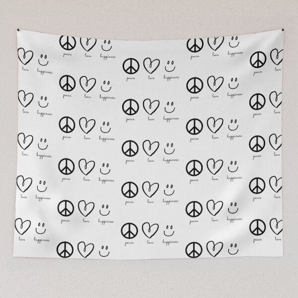 Item preview, Peace, Love, Happiness (black and white) designed and sold by hurleygirlie333.