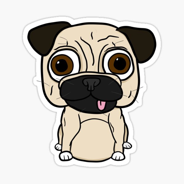 Cartoon Pug Stickers Redbubble - derpy pug roblox