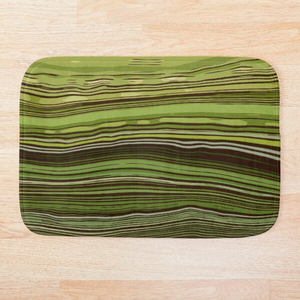 Watercolor marble green Amemones and Greenery Mask Bath Mat