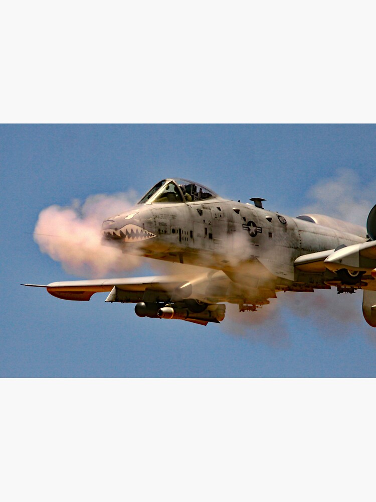 "BRRRRT YEAH!! A-10 Warthog firing its gun" Sticker for Sale by