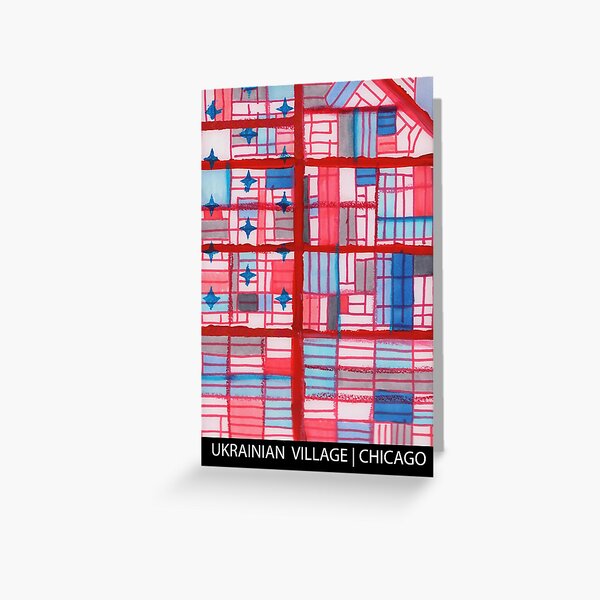 Ukrainian Village (Red), Chicago Greeting Card