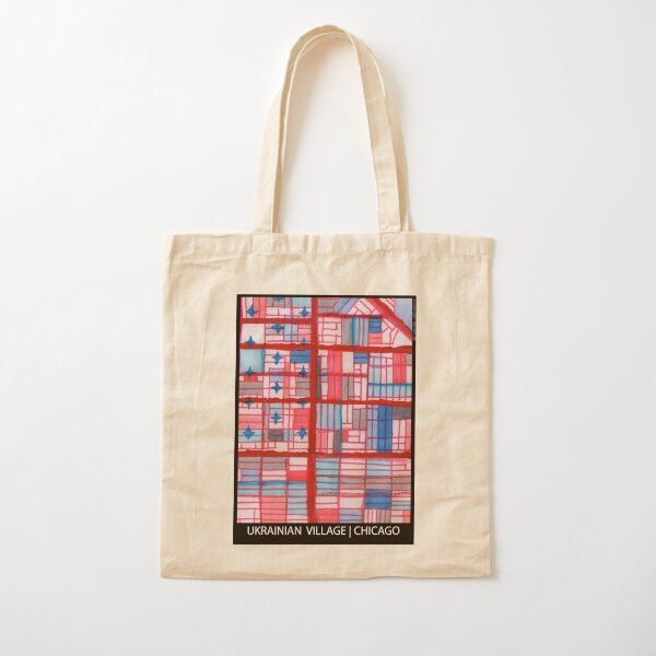 Ukrainian Village (Red), Chicago Cotton Tote Bag