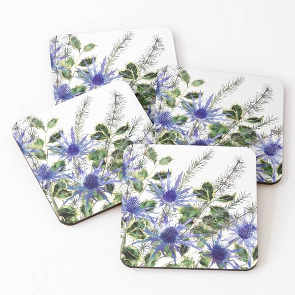 Item preview, Sea Holly Flowers, Holly Leaves & Pine Needles designed and sold by Fiona Calder Designs.
