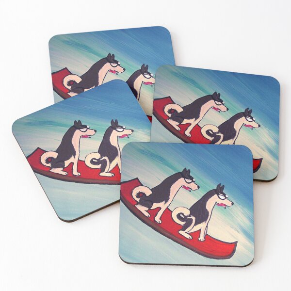 Item preview, DOGS: Cool Running!~Alaskan Malamute&Siberian Husky~Sled Tobaggan~Pop Art~Original Painting~LilyKoArt designed and sold by Spinning Plates 360.