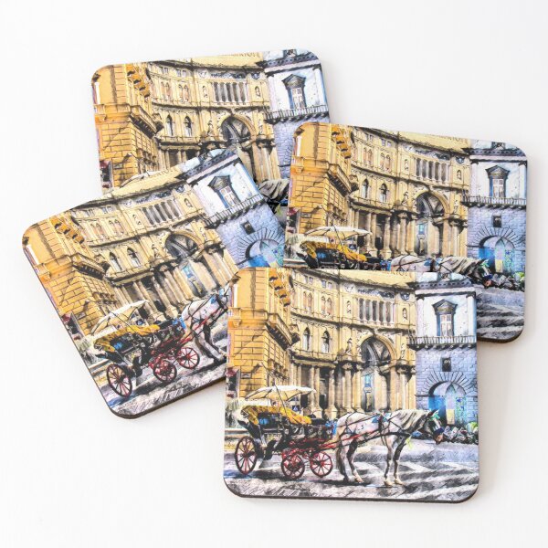 Item preview, Horse Pulling Carriage in front of Galleria Umberto, Naples, Italy designed and sold by TNC123.