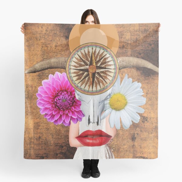 Modern Digital Collage Art Feminist No Bull Woman Scarf