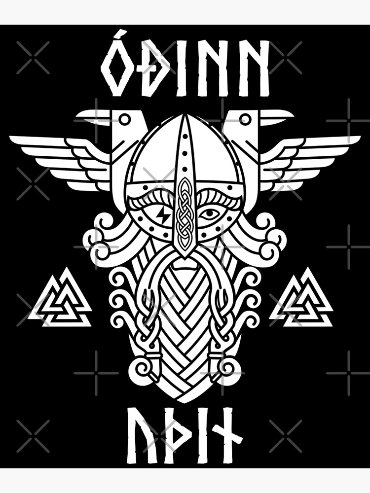 Viking Cap with Valknut & Rune Print Black