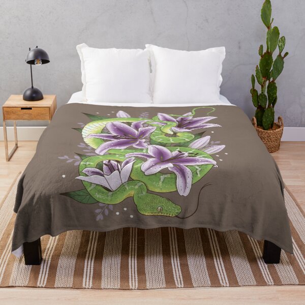Item preview, Emerald Tree Boa with Purple Stargazer Lilies designed and sold by Paige Penrose.