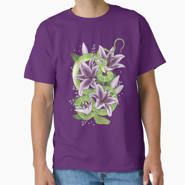 Item preview, Emerald Tree Boa with Purple Stargazer Lilies designed and sold by Paige Penrose.
