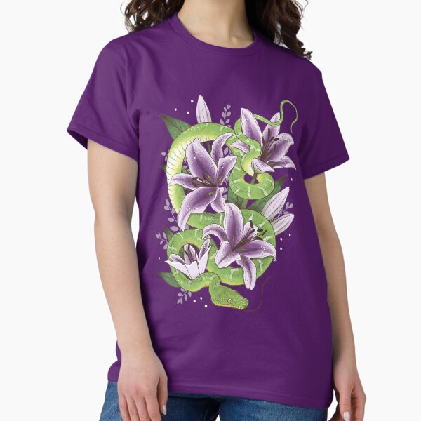 Item preview, Emerald Tree Boa with Purple Stargazer Lilies designed and sold by Paige Penrose.