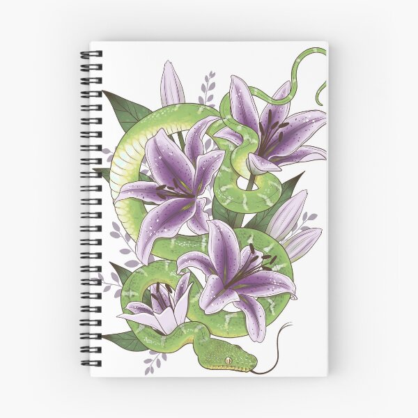 Item preview, Emerald Tree Boa with Purple Stargazer Lilies designed and sold by Paige Penrose.