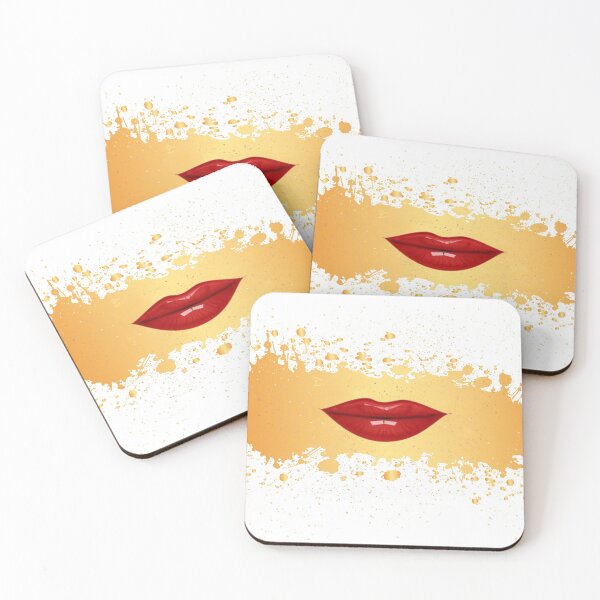 Item preview, Red lips on golden splash grunge designed and sold by LynksArts.