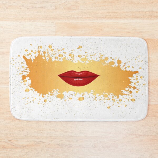 Item preview, Red lips on golden splash grunge designed and sold by LynksArts.