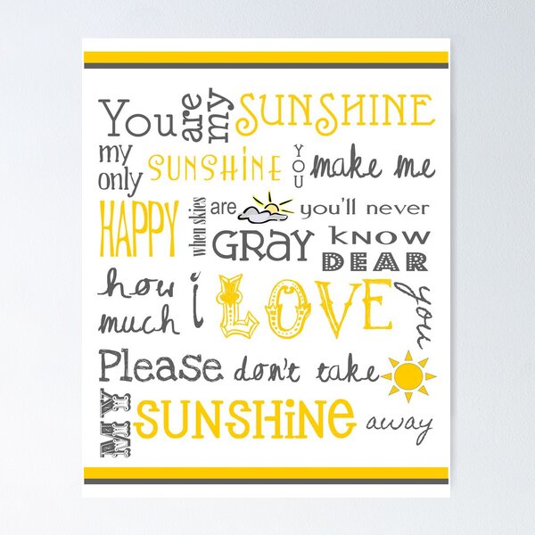 You are my sunshine lyrics print on handmade paper