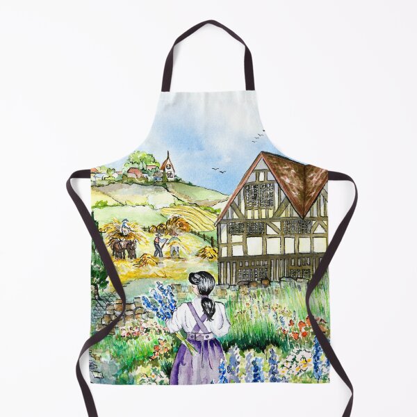 Item preview, European Village Watercolor Sketch designed and sold by Sharon Schwalbe.