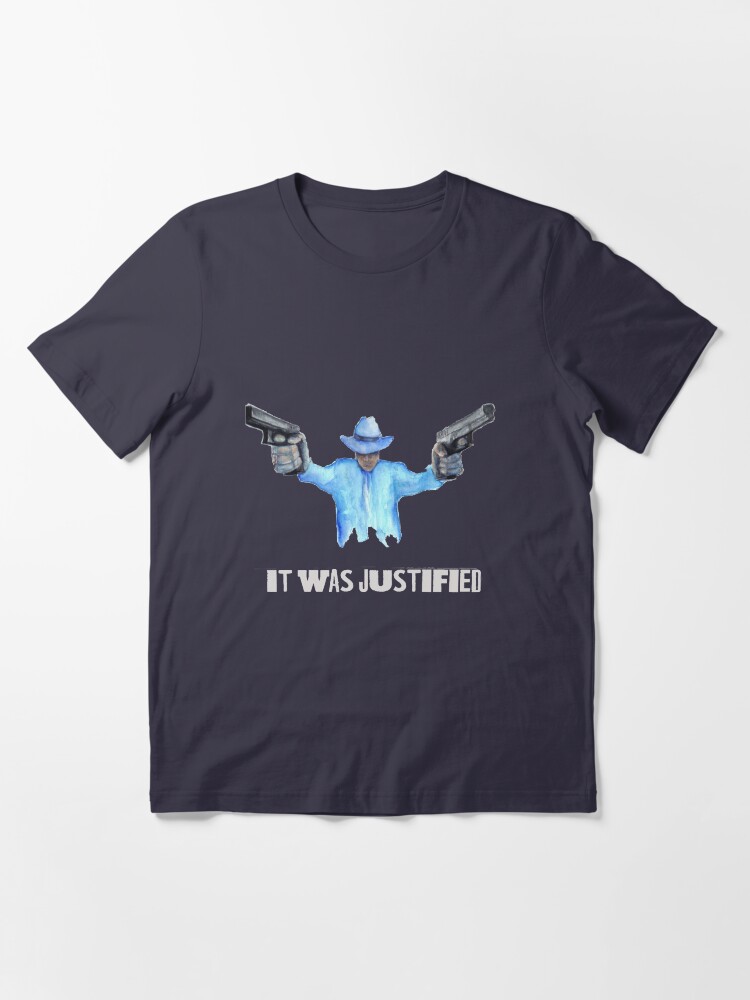 Alternate view of Raylan Givens, "It was Justified" , Light-colored words Essential T-Shirt