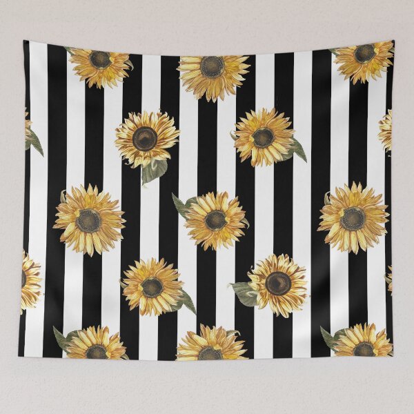 Item preview, Girasoles sobre rayas designed and sold by The Tilted Flamingo.