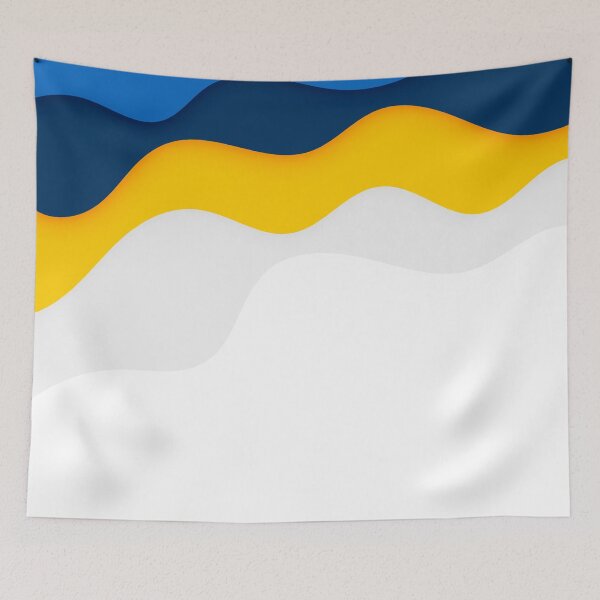 Item preview, weavy color shapes of white, yellow and blue top down designed and sold by LynksArts.