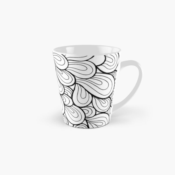 Visual Effect Black And White leaves and circles doodles Tall Mug