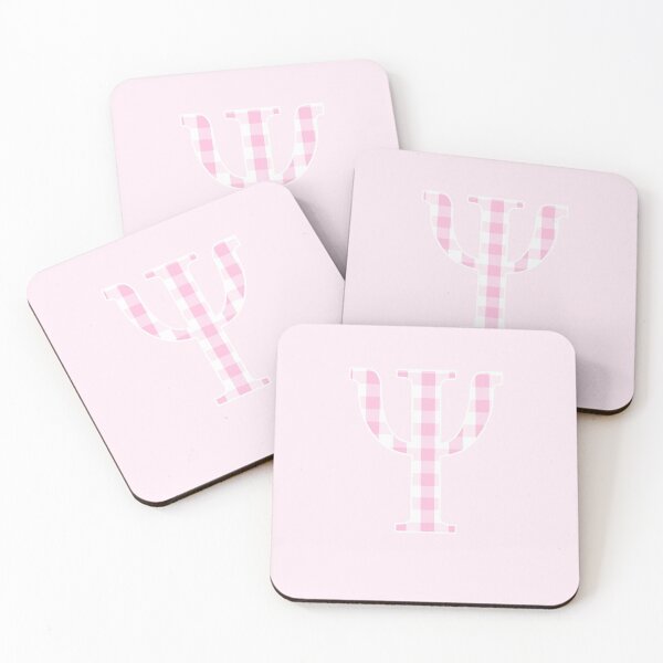 Item preview, The Letter Psi - Monogram in Pink and White Gingham designed and sold by Bumblefuzzies.