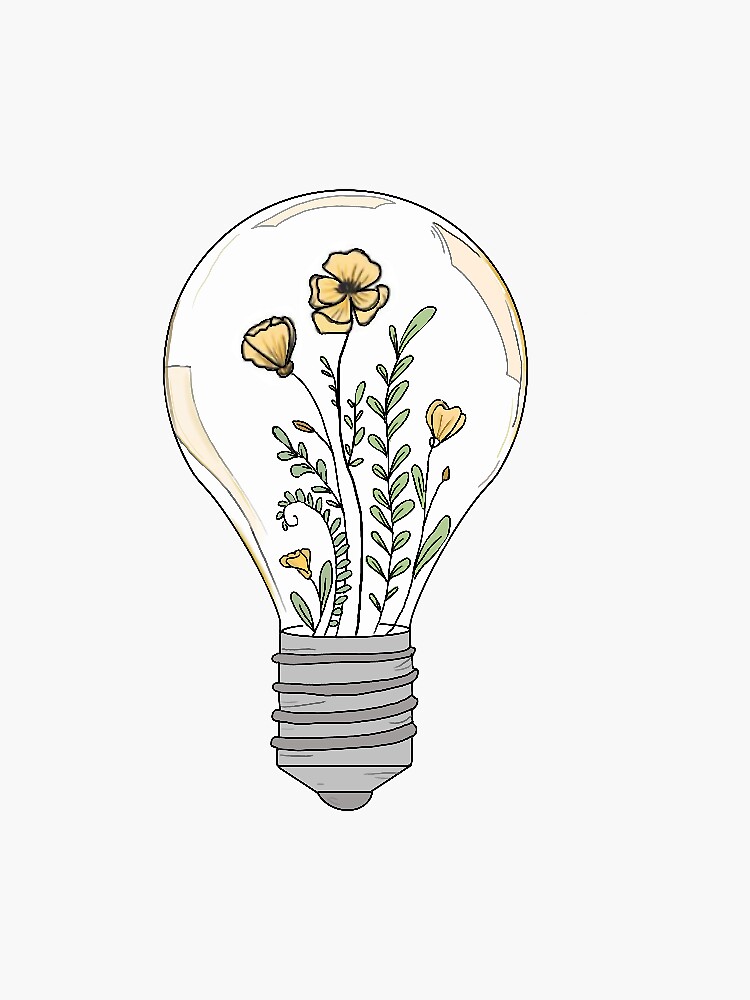 aesthetic flowers in lightbulb sticker by margaret h