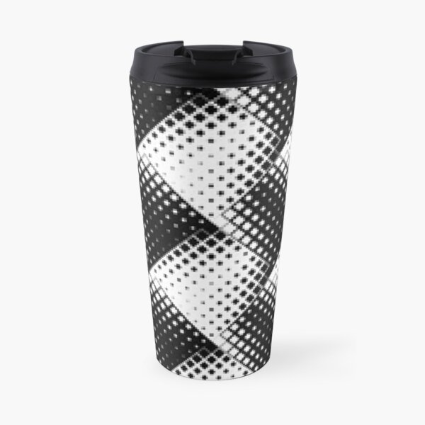 Visual Effect Black And White 3D cubes doodles Pattern Travel Mug