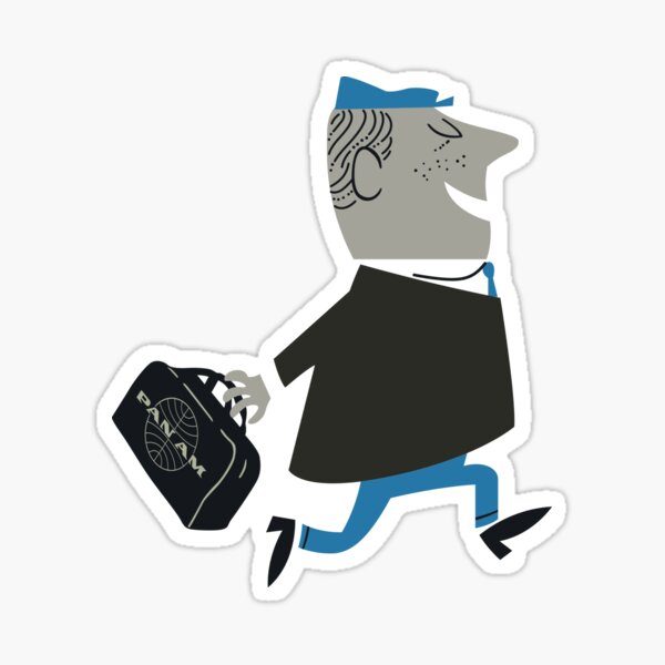 Item preview, Pan Am Retro Cartoon Man with Bag designed and sold by Pan American World Airways, Inc..