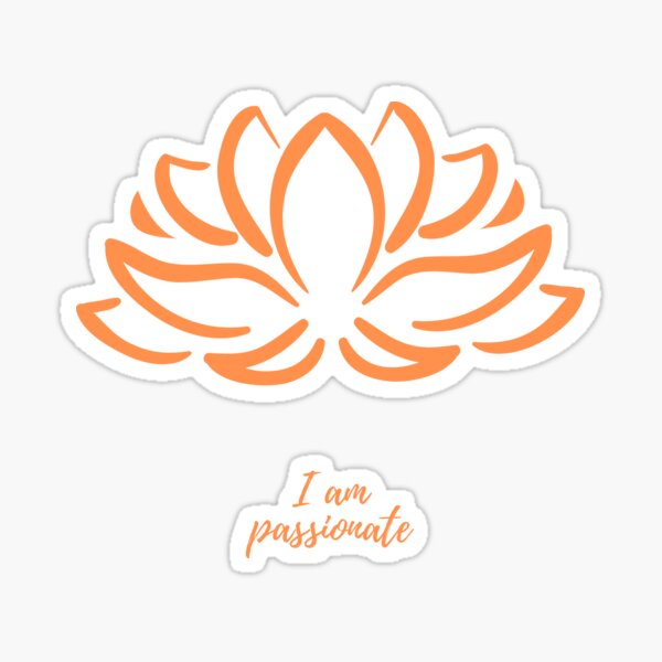 I am passionate - Positive Affirmation - Minimalist Orange Lotus flower Sticker