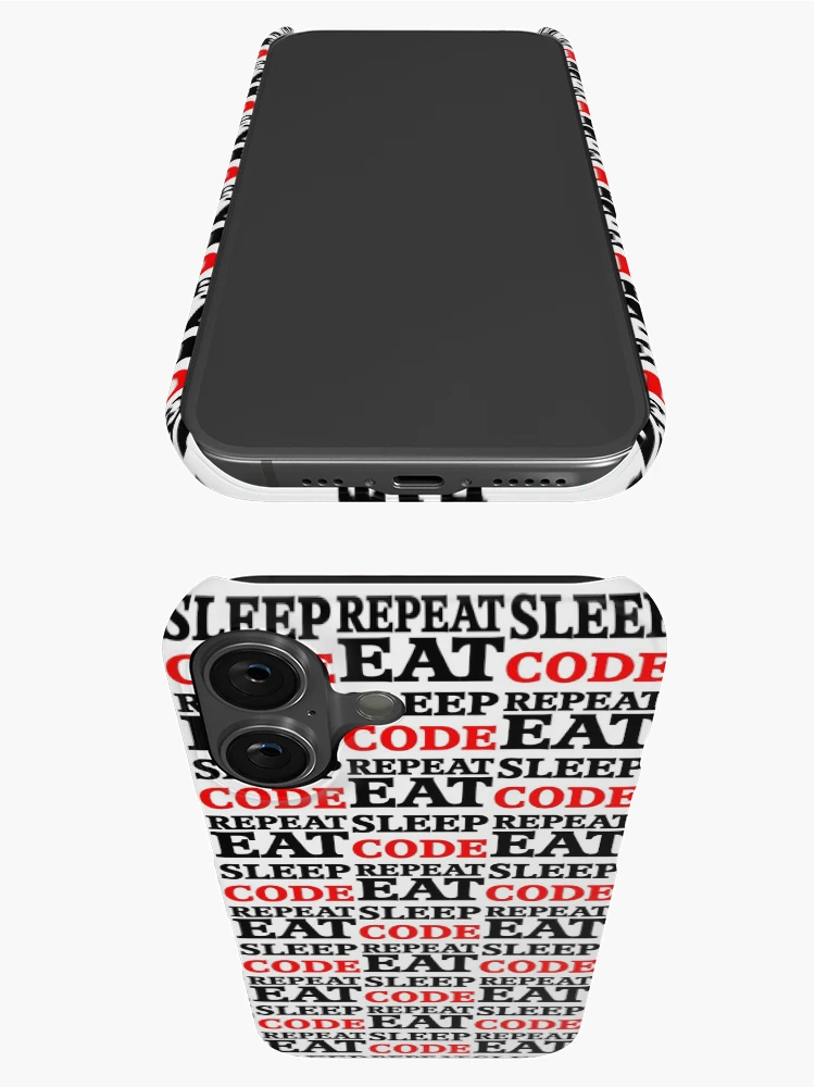 Thumbnail 3 of 4, iPhone Case, Eat Sleep Code Repeat Pattern designed and sold by Textography1.