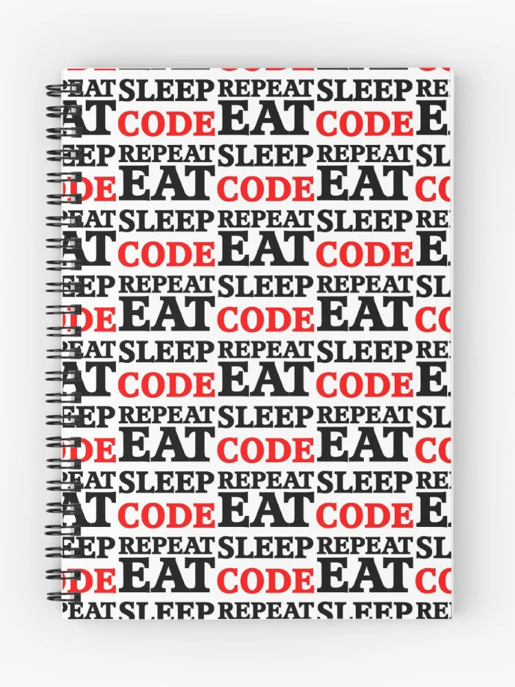 Thumbnail 1 of 3, Journal, Eat Sleep Code Repeat Pattern designed and sold by Textography1.