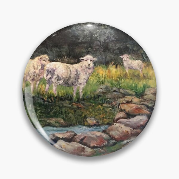Item preview, New Zealand Grazing Sheep, Original Acrylic Painting designed and sold by Sharon Schwalbe.